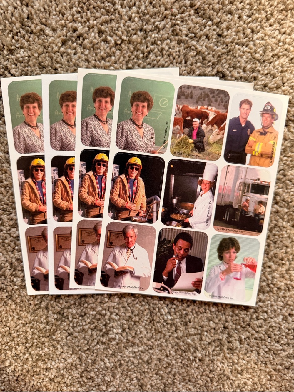 Vintage 1994 PhotoDisx Sticker Sheets - Multicolored Occupational Images